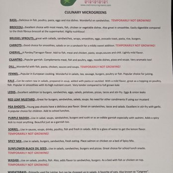 Metro Microgreens - List of culinary microgreens sold by Metro Microgreens, current as of 05/11/2020 - Specialty Food Near Me Metro Microgreens - List of culinary microgreens sold by Metro Microgreens, current as of 05/11/2020 - Specialty Food Near Me