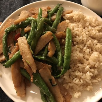 Veggie Heaven - Vegetarian chicken and string beans with brown rice. - Kosher Near Me - Teaneck, New Jersey Veggie Heaven - Vegetarian chicken and string beans with brown rice. - Kosher Near Me - Teaneck, New Jersey