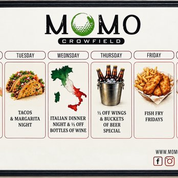 MOMO Crowfield - Weekly night specials ! - New American Near Me - Goose Creek, South Carolina MOMO Crowfield - Weekly night specials ! - New American Near Me - Goose Creek, South Carolina