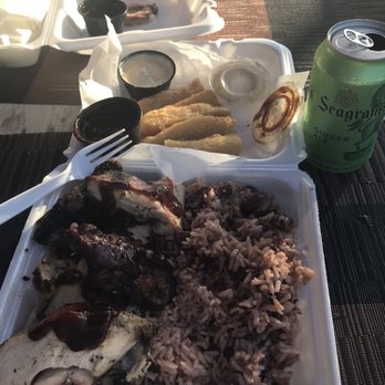 The Jerk - 1. Jerk Chicken, yucca fries, beans and rice. Ginger ale. - Caribbean Near Me - Key West, Florida