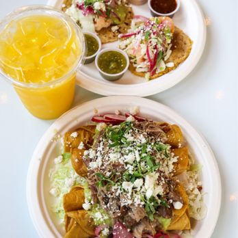 Tito's Taquitos - two plates of food and a drink - Tacos Near Me - Beaverton, Oregon