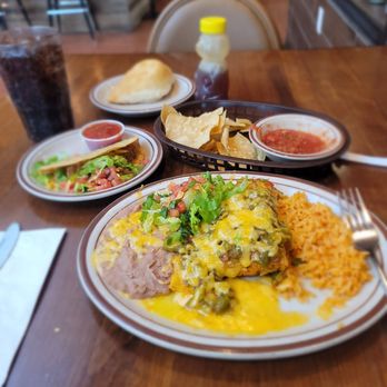 Monroe's Restaurant - Combination platter, taco, tamale and enchilada - New Mexican Cuisine Near Me - Albuquerque, New Mexico