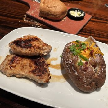 LongHorn Steakhouse - Cowboy Pork Chops with Loaded Baked Potato - Steakhouses Near Me - Winston Salem, North Carolina LongHorn Steakhouse - Cowboy Pork Chops with Loaded Baked Potato - Steakhouses Near Me - Winston Salem, North Carolina