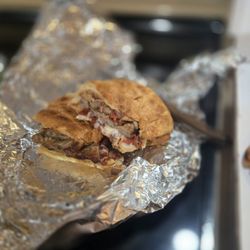 Michaleno's Pizzeria - Italian sausage patty sub, with mushrooms.