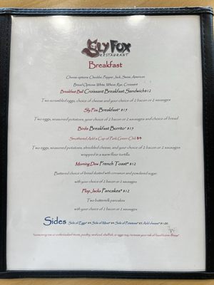 Menu photo 1 Sly Fox Restaurant Grand Lake, CO Menu photo 1 Sly Fox Restaurant Grand Lake, CO