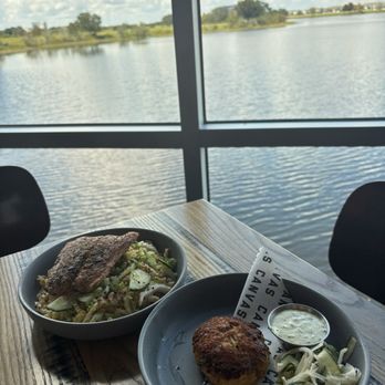 Canvas - Cucumber Salad Atlantic Fish Company Crab Cake - New American Near Me - Orlando, Florida