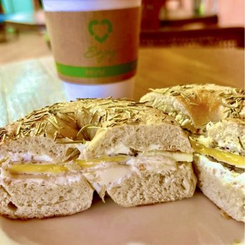 Avenue Coffeehouse - Rosemary Bagel with Egg & Cream Cheese - Coffee & Tea Near Me