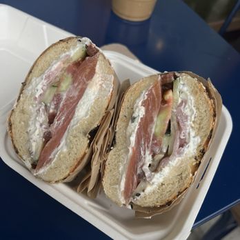 Backyard Bagel - Bagel lox sandwich on an everything bagel - Bagels Near Me - Seattle, Washington