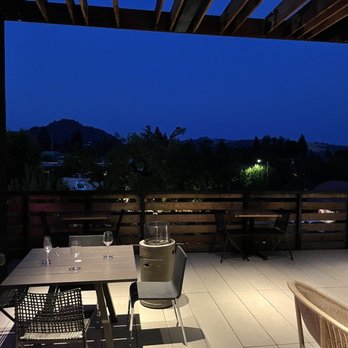 The Rooftop - View of Fitch Mountain, tables safely spread out - New American Near Me - Healdsburg, California The Rooftop - View of Fitch Mountain, tables safely spread out - New American Near Me - Healdsburg, California