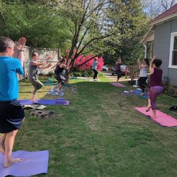 Yoga Garden PBO - Practicing in our private garden.