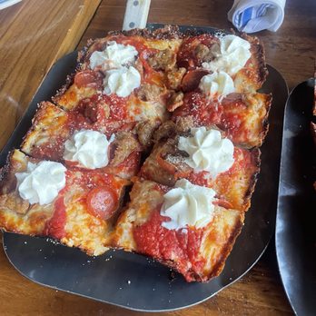 Blue Pan Pizza - Sausage & Pepperoni - Pizza Near Me - Denver, Colorado Blue Pan Pizza - Sausage & Pepperoni - Pizza Near Me - Denver, Colorado