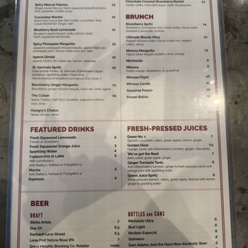 Hungry's - Drink menu - New American Near Me - Houston, Texas