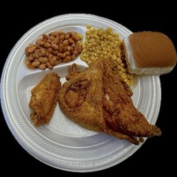 Two piece Brest and wing with pinto beans no corn. Two piece Brest and wing with pinto beans no corn.