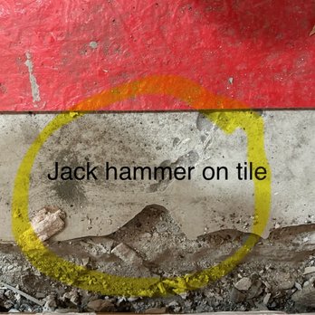 Entrusted Restoration - Left with two unmatching pieces of tile after jackhammered tile. - Damage Restoration Near Me - Conroe, Texas