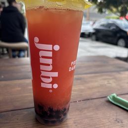 Cold Strawberry Jasmine Tea with Boba Cold Strawberry Jasmine Tea with Boba