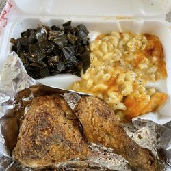 Smith’s Soulfood Bistro - 1/4 Dark Baked Fried Lunch-chicken, mac & cheese, collards