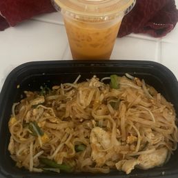 Chicken Pad Thai and Thai Tea Chicken Pad Thai and Thai Tea