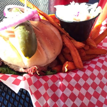 Cruiser's Cafe 66 - BBQ brisket sandwich w/sweet potato fries - American Near Me - Williams, Arizona