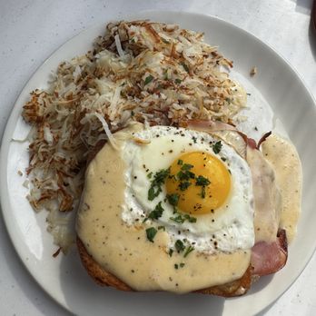 Burtons Grill & Bar - Croque Madam with hash browns - New American Near Me - Huntersville, North Carolina Burtons Grill & Bar - Croque Madam with hash browns - New American Near Me - Huntersville, North Carolina