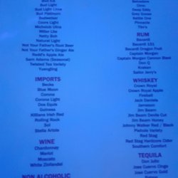 Excape Night Club - Beer menu.