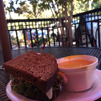 The Upper Crust Sandwich Shoppe - Roasted beef on squaw with butternut squash soup Half custom sandwich and soup/salad -$8.95 - Delis Near Me - Riverside, California The Upper Crust Sandwich Shoppe - Roasted beef on squaw with butternut squash soup Half custom sandwich and soup/salad -$8.95 - Delis Near Me - Riverside, California