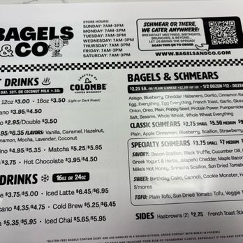 Bagels & Co - Menu side 2 - March 2026 - Coffee & Tea Near Me - Pompano Beach, Florida