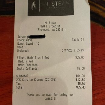 ML Steak Modern Chophouse - Check - Steakhouses Near Me - Richmond, Virginia ML Steak Modern Chophouse - Check - Steakhouses Near Me - Richmond, Virginia