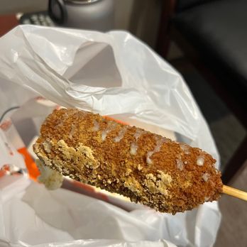 Two Hands Corn Dogs - a corn dog on a stick - Korean Near Me - Katy, Texas