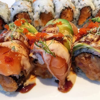 Passion Fin - Close-up of the Sunrise roll - Asian Fusion Near Me - Vienna, Virginia Passion Fin - Close-up of the Sunrise roll - Asian Fusion Near Me - Vienna, Virginia