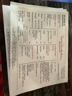 Menu photo 1 Sierra Smoke Show Blairsden, CA