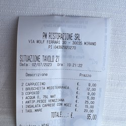 Hostaria Galileo - The bill