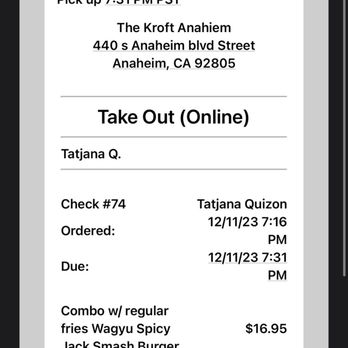 The Kroft - CHARGE FOR ITEMS I NEVER RECEIVED!!! - Sandwiches Near Me - Anaheim, California The Kroft - CHARGE FOR ITEMS I NEVER RECEIVED!!! - Sandwiches Near Me - Anaheim, California