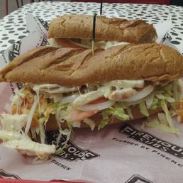 Tender delicious grilled chicken sandwich. Their spicy bbq sauce is good with it. Wheat roll.