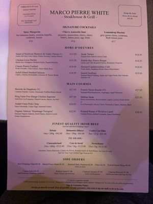 Menu photo 1 Marco Pierre White Dublin, D