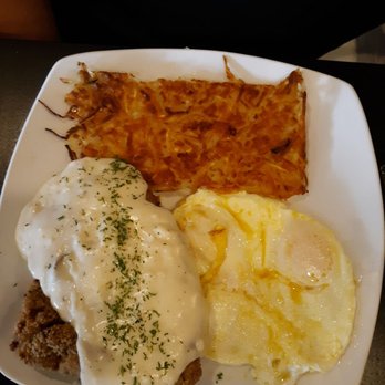 The Scratch Room - Country fried steak and eggs with has browns... Delicious! - Breakfast & Brunch Near Me - Anaheim, California