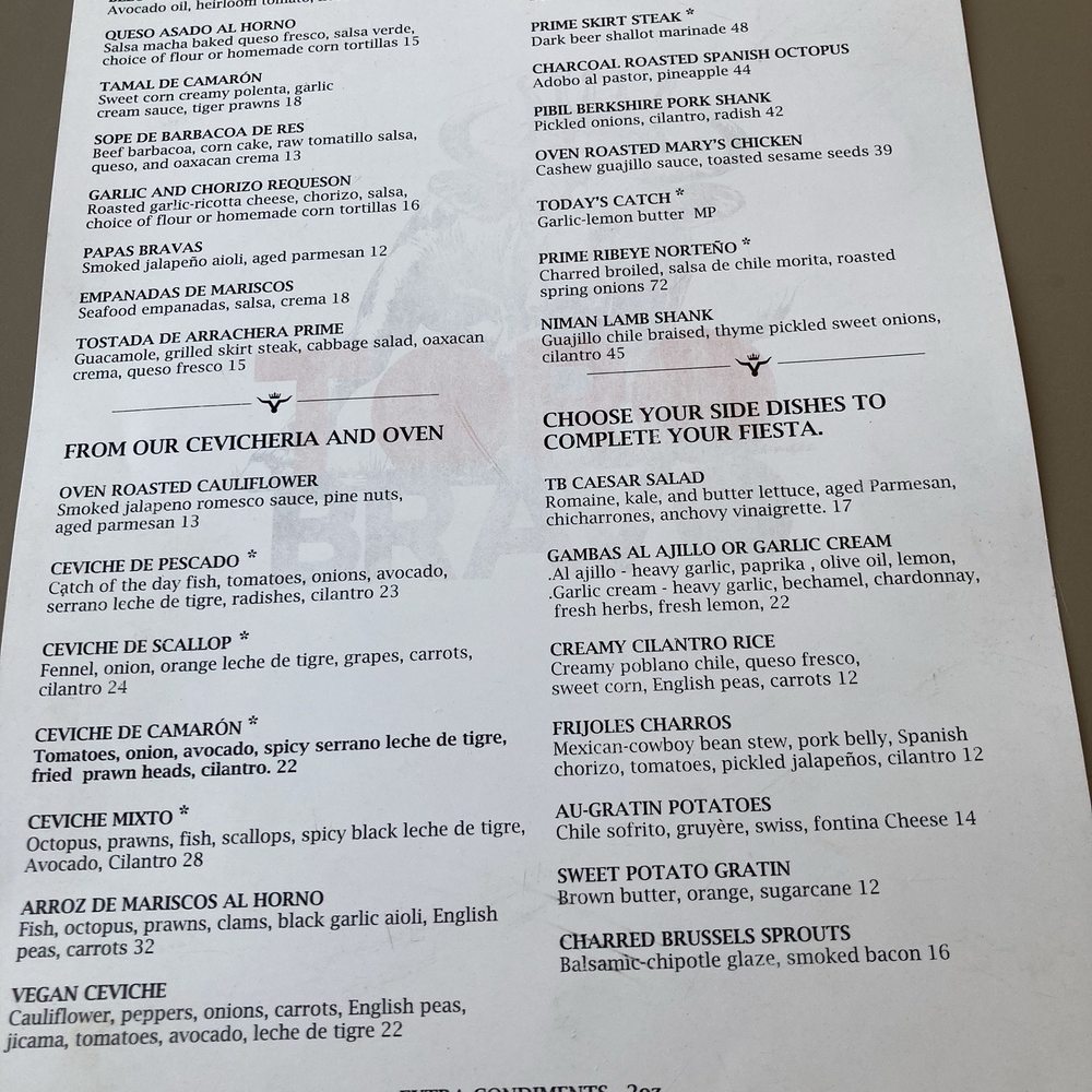 Toro Bravo - Partial Menu - Steakhouses Near Me - Reno, Nevada