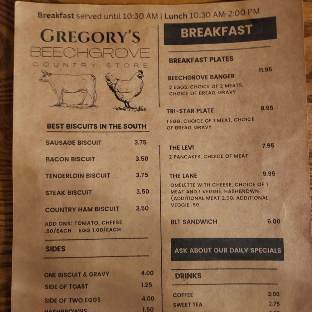 Beechgrove Country Store - Menu 6/27/24 - Salad Near Me - Beechgrove, Tennessee