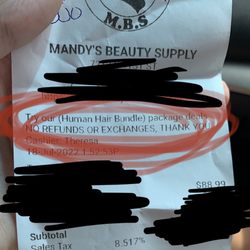 Mandy's Beauty Supply - Receipt