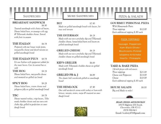 Menu photo 6 Bear Creek Artichokes Cloverdale, OR Menu photo 6 Bear Creek Artichokes Cloverdale, OR