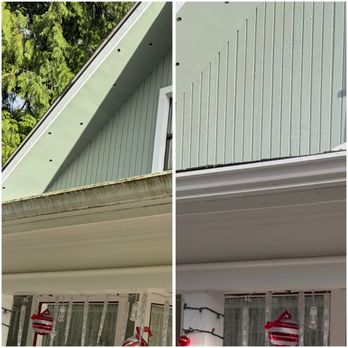Crystal Clear Windows & Gutters - Beautiful before and after transformation of this gutter - Window Washing Near Me - Edmonds, Washington Crystal Clear Windows & Gutters - Beautiful before and after transformation of this gutter - Window Washing Near Me - Edmonds, Washington