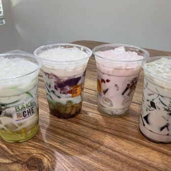Bake & Che - Left to right: CB (Avocado), DB (House Special), CT (Thai), SSBL (Pandan Grass Jelly) - Bakeries Near Me - Rosemead, California