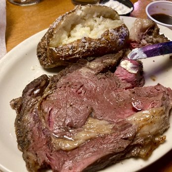 Texas Roadhouse - Med rare prime rib, baked potato, creamy horseradish. - Barbeque Near Me - Riverview, Florida Texas Roadhouse - Med rare prime rib, baked potato, creamy horseradish. - Barbeque Near Me - Riverview, Florida