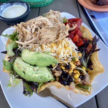 Tortuga Jack's - Taco salad with pulled chicken and a side of plantains - Mexican Near Me - Jekyll Island, Georgia Tortuga Jack's - Taco salad with pulled chicken and a side of plantains - Mexican Near Me - Jekyll Island, Georgia