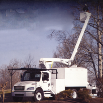 Able Tree Services - a white utility truck with a bucket - Gardeners Near Me