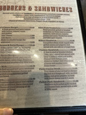 Menu photo 1 Abe's Hideout Springfield, IL