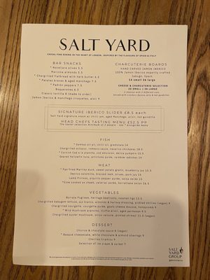 Menu photo 1 Salt Yard London, XGL