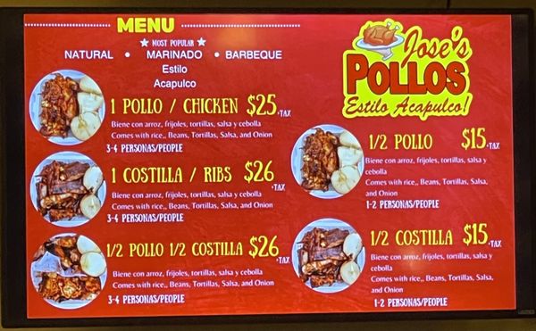 Menu photo 7 Jose's Pollos Estilo Acapulco San Diego, CA