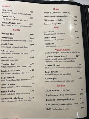 Menu photo 2 Awadh India Restaurant Columbus, OH