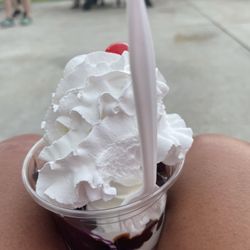 Twistee Treat - Sunrise - Hot fudge sundae with whipped cream, cherry, (missing the nuts).