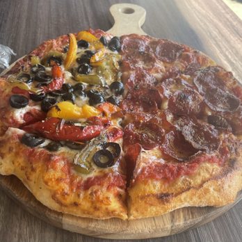 Red Apple Kitchen - Half veggie/half pepperoni - Pizza Near Me - San Leandro, California